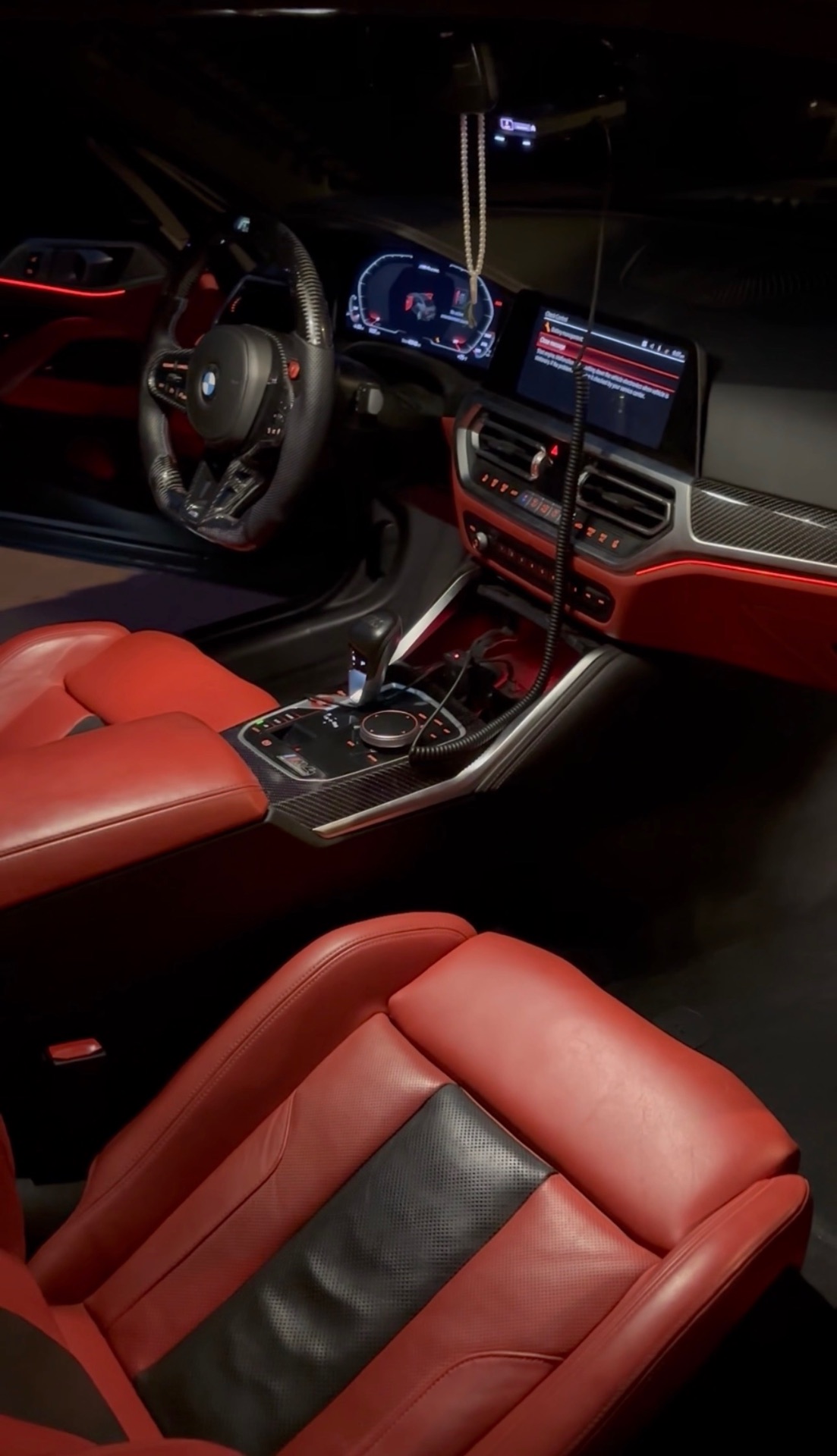 Detailed BMW M4 red interior